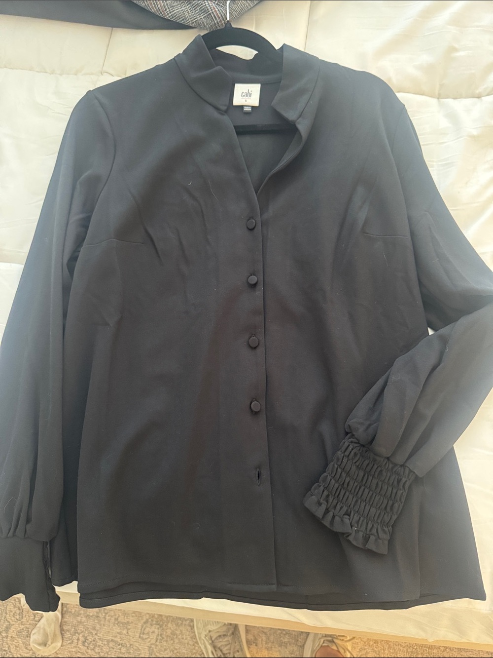 Cabi Black Button-Front Long Sleeve Blouse - Composer Top 4746